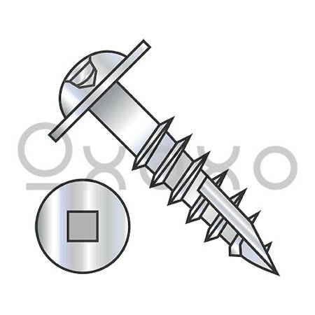 Oxoxo 10-9X2 Square Drive Round Washer Head Deep Thrd Type 17 Wood Screw 2/3 Thrd Zinc Bake, 2000PK 561789