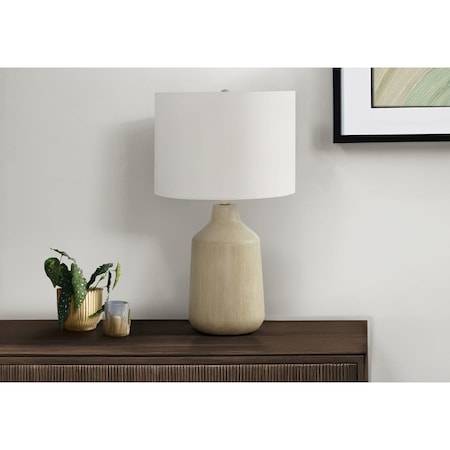 Monarch Specialties Lighting, 24 in.H, Table Lamp, Beige Concrete, Ivory / Cream Shade, Contemporary I 9702