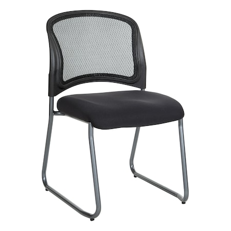 Office Star Products ProGrid Titanium & Black Visitors Chair, Sled Base, Freeflex Coal 86725R-30