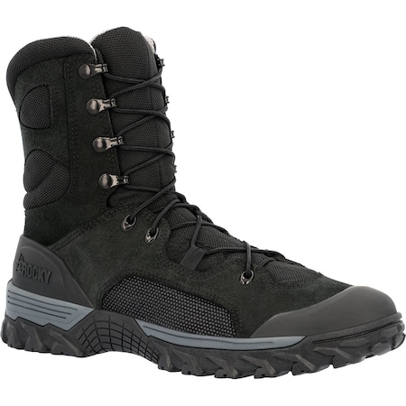 Rocky Combat Boot, Rubber Outsole, Plain Toe Toe, Black, 17 W RKC165