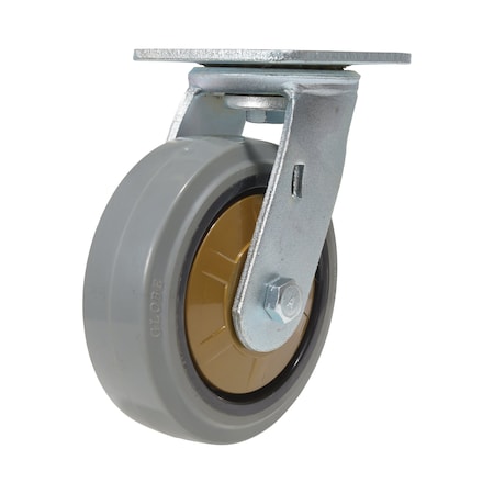 Vestil Rubber Swivel Caster 6 In. Diameter x 2 In. Width 771 Lb. Capacity Dark Gray/Gold CST-KSM-6X2MR-S