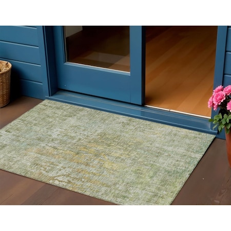 Homeroots 3' X 5' Sage Abstract Washable Indoor Outdoor Area Rug 607884