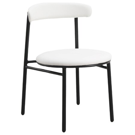Leisuremod Lume Modern Dining Side Chair in Polyester with Black Steel Frame in White LC20W