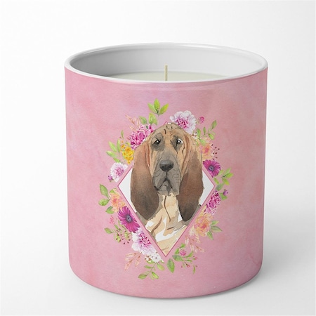 Carolines Treasures 10 oz Bloodhound Pink Flowers Decorative Soy Candle CK4259CDL