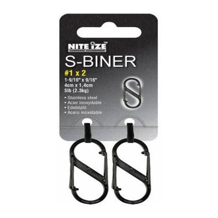 Nite Ize BLK S-Biner Clip, 2PK SB1-2PK-01