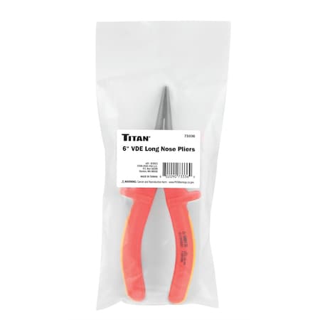 Titan 6 In. Insulated Long Nose Pliers 73336