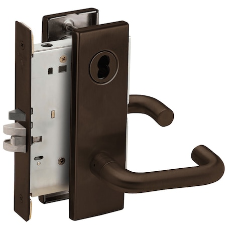 Schlage Grade 1 Mortise Classroom Lock, FSIC Less Core, 03 Lever, N Escutcheon, Dark Oxidized Satin L9070J 03N 613
