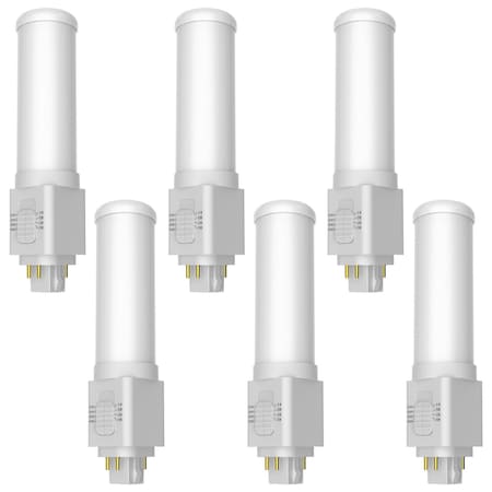 Luxrite Universal Horizontal Quad Style G24Q 4-Pin LED Bulb, CFL Replacement, Type A+B, 4CCT, 6PK LR24560