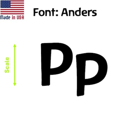 Aacc Self-Adhesive Vinyl Letter: p, Scale: 17 cm. Color: Black Font: Anders by, 12PK AACC-Anders-lp-Black-M17x12