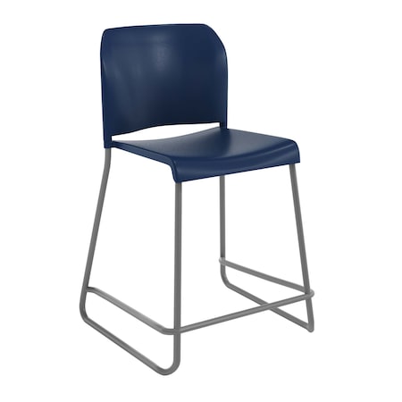 Flash Furniture Commercial Plastic Stack Stool with Contoured Back and Sled Base in Navy RUT-239AH-CS-NV-GG