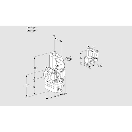 Honeywell Kromschroder Gas Pressure Regulator with Solenoid Valve, 1/2" DN15, 24V DC, IP65 KS88003640