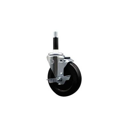 Service Caster 5'' Soft Rubber Swivel 7/8'' Expanding Stem Caster with Brake SCC-EX20S514-SRS-TLB-78