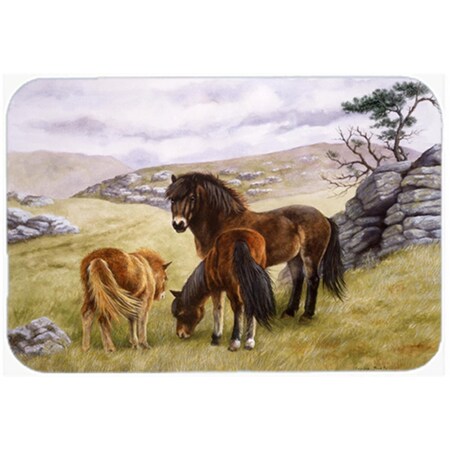 Carolines Treasures Horses in the Meadow Glass Large Cutting Board BDBA0189LCB