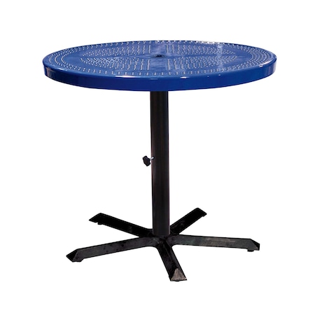 Leisure Craft 36" Round Perforated Pedestal Table, Portable, 30"H, Navy 36TAB30-NAVY