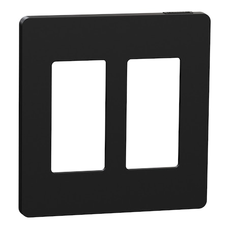 Square D Cover Frame, X Series, 2 Gangs, Screwles, Number of Gangs: 2 Plastic, Matte Finish, Black SQWP141002BK
