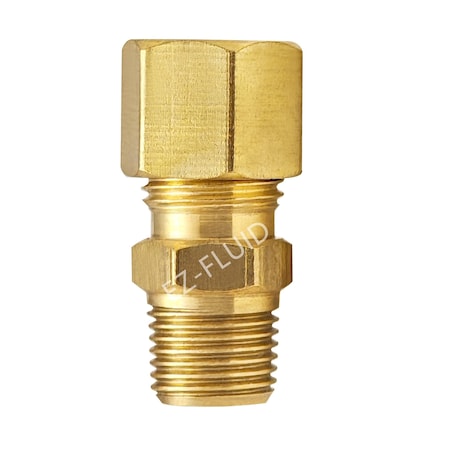 Ez-Fluid 1/4 x 3/8 Brass Compression x Male Adapter EZFD305