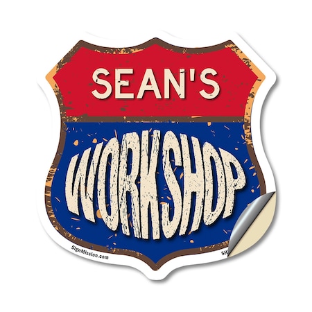 Signmission Sean's Workshop, 18 Inch X 18 Inch, Vinyl Decal SHI-D-18-489-SEAN