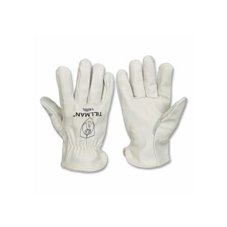 Tillman Drivers Gloves, Medium, Cotton Stitching/Top Grain Cowhide, Unlined, Pearl, Vend Pack, 48PK 724-1420MVM