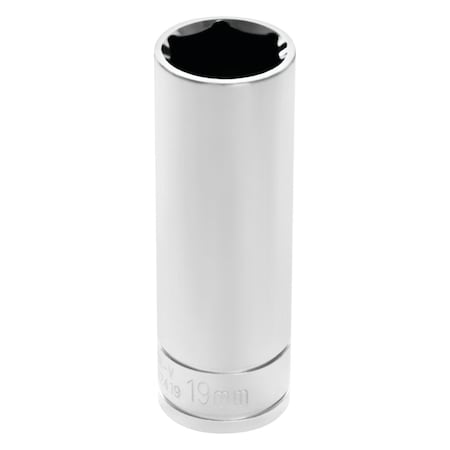 Perform Tool Socket 1/2 In Drive; 19 mm; Metric; Deep Socket; 6 Point; Polished Nickel Chrome Plated; Vanadium W32419