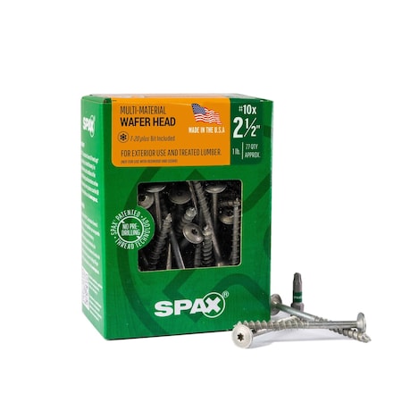 Spax #10 x 2-1/2 in Exterior Wood Deck Screws Construction Wafer Head T-Star Plus, 77PK 4281670500604