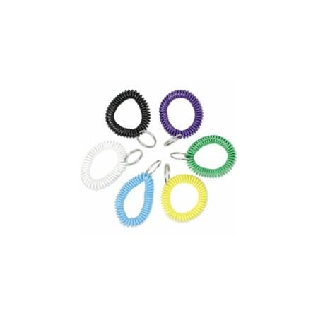 Universal Wrist Coil Plus Key Ring, Plastic, Assorted Colors, 6PK UNV56051
