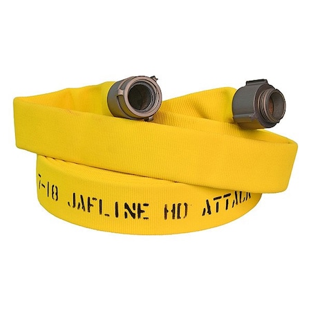 Jafline Hd Fire Hose, Double Jacket, 3 in Hose Inside Dia., Polyester Hose Tube, Male x Female Fitting A HD300Y025-NH250