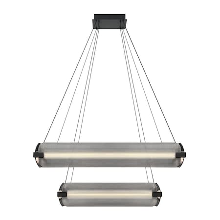 Euf Neoness, Chandelier, 8-Light, 34", Matte Black, Smoked Glass 50054-015