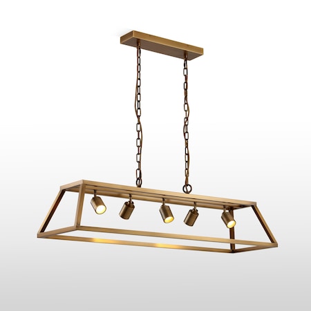 Vidalite Shura Brushed Brass 5-Light Cage Pendant Light with Adjustable Heads, Integrated LED, 3000K, 2500L CE1009221