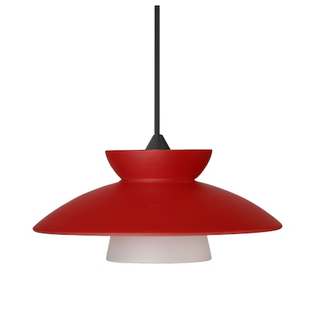 Besa Lighting Besa Trilo 7 Pendant, Red Matte, Black Finish, 1x 50W MAX GY6.35 Base 1XT-271831-BK