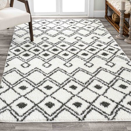 Jonathan Y Caimari Moroccan Diamond Shag White/Gray 5 ft. x 8 ft. Area Rug MOH412A-5