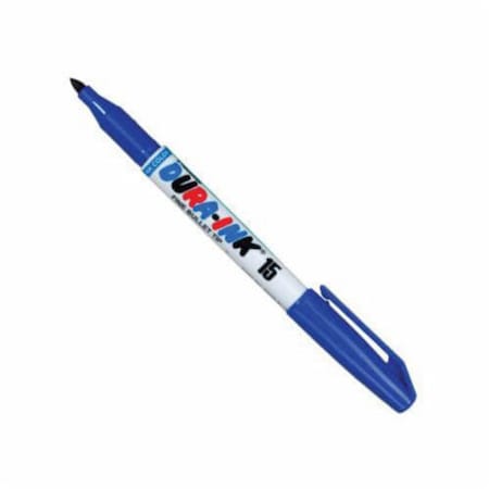 Markal Permanent Ink Marker, Wear Resistant, 1/16 in Fine Bullet Tip, Fiber Tip/Plastic Barrel, Blue 96025