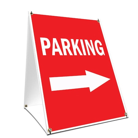 Signmission Parking With Arrow, 36 Inch x 24 Inch A-frame Yard Sign, Plastic Sign SBC-2436-Parking With Arrow