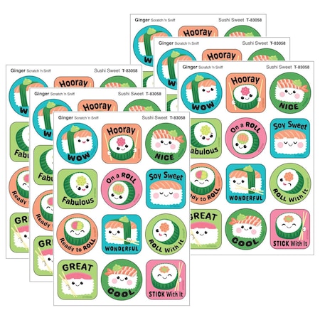 Trend Sushi Sweet, Ginger Scent Scratch 'n Sniff Stinky Stickers, 48-Piece Set, 6PK T83058