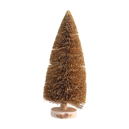 Creative Co-Op Vintage Christmas Gold Bottle Brush Tree Table Decor 12 in. XM9034