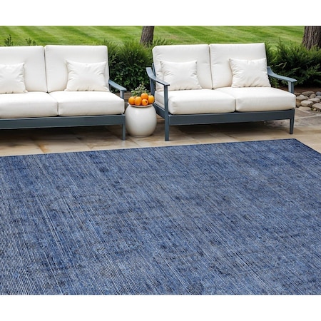 Homeroots 10' X 14' Navy Blue And Blue Southwestern Washable Indoor Outdoor Area Rug 587073