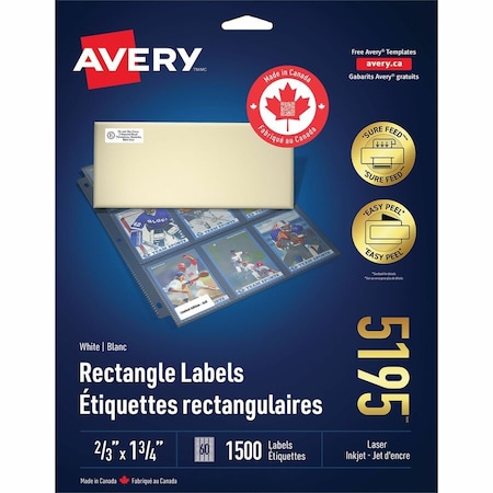 Avery Easy Peel Return Address Labels, PK1500 05195