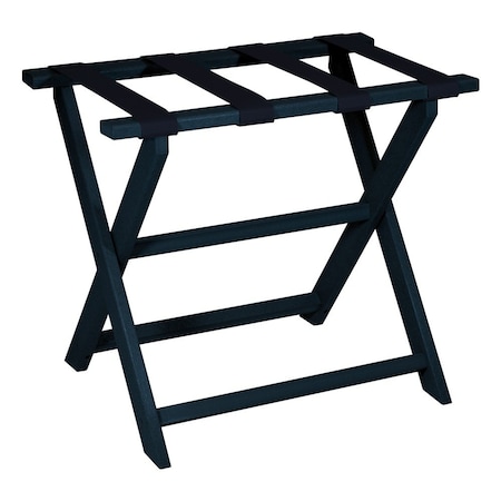 Homeroots Earth Friendly Navy Blue Folding Luggage Rack With Navy Straps 383086