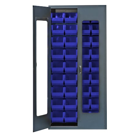 Quantum Storage Systems BEIGE SPECIALTY CABINET W/36 BLUE BINS QSC-BG-C240BL