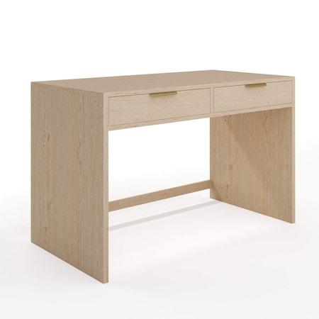 Martha Stewart Kayden Home Office Modular 2 Drawer Desk in Light Natural w/Brushed Gold Hardware NAN-PS-23519-LNT-GLD-MS