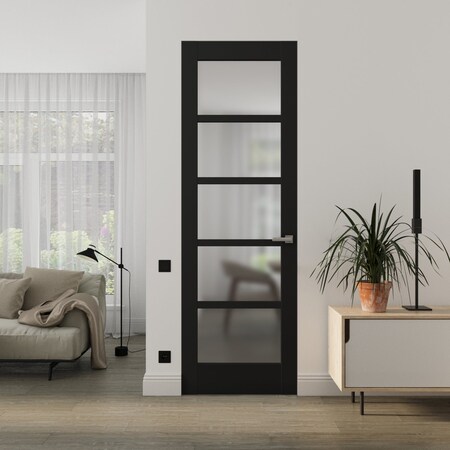 Sartodoors Hidden Door Black 30x80 Solid Core Modern Interior QUADRO4002MF-BLK-30x80-LH-I