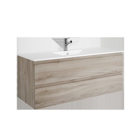 Homeroots 48" Natural Wood Freestanding Bathroom Vanity With White Sink And Two Drawers 627504