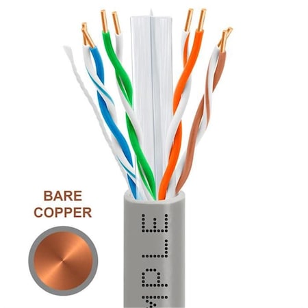 Cmple Cat6 Bulk Ethernet Cable 23AWG Bare Copper, 550MHz - 1000 ft. - Gray 1313-N