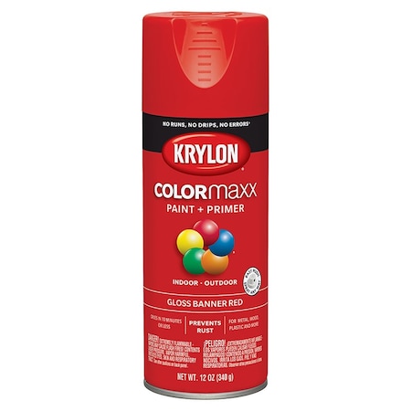 Sw Psb Krylon Purdy Bestt Liebco White Lightning 12 Oz Krylon K05503007 Banner Red COLORmaxx Paint & Primer Spray Paint, Gloss K05502007