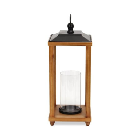 Homeroots 21" Brown And Black Geometric Metal And Solid Wood Tabletop Lantern Candle Holder 634824
