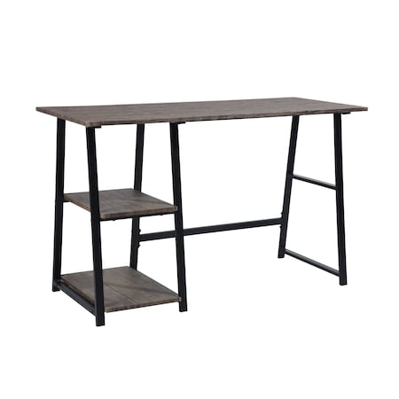 Homeroots Modern Home Office Computer Table With Storage Shelves - Vintage Brown 475980