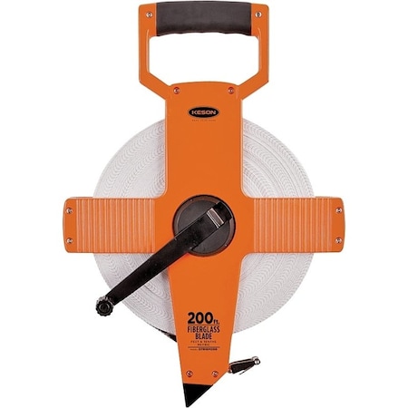 Keson Tape Measure, 200 ft L Blade, 3/8 in W Blade, Fiberglass Blade, ABS Case, Pumpkin Case OTR18200
