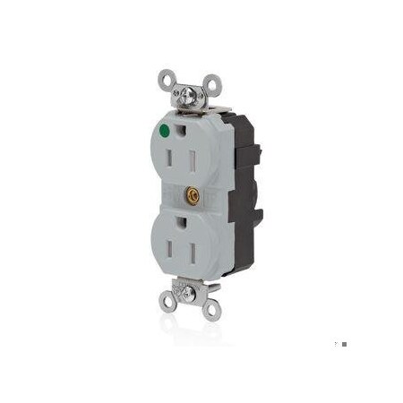 Leviton Straight Blade Receptacle, 5-15R, 15 A, 125V AC, Self-Grounded MT820-ILG