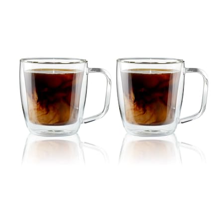 Henckels Cafe Roma 2-pc Double-Wall Glassware 12oz. Glass Coffee Mug Set 1021892