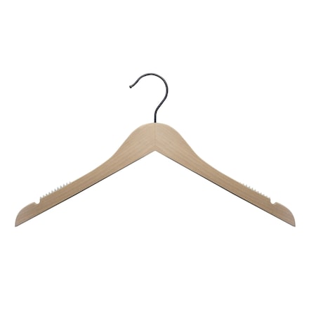 Nahanco 17in Ashwood Wooden Shirt Hanger w/ Gunmental Hook, 100PK 21517