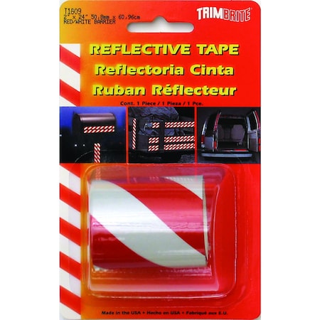 Trimbrite PINSTRIPES Light Reflective 24 Inch Length 2 Inch Width Red White Reflective Vinyl T1809